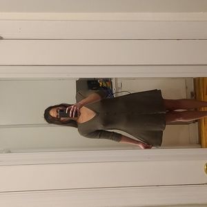 NWT Lulu's Button Down Thermal/Waffle Knit 3/4 Sleeve Mini Dress